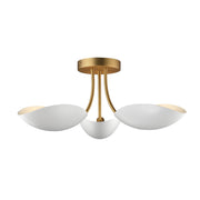 Maxim 10823WTNAB Maris 3 Light Semi Flush | White/Natural Aged Brass