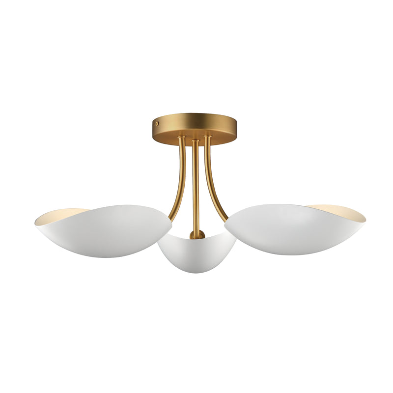 Maxim 10823WTNAB Maris 3 Light Semi Flush | White/Natural Aged Brass