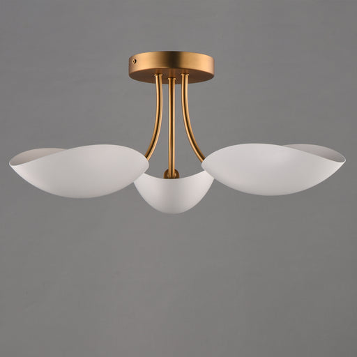 Maxim 10823WTNAB Maris 3 Light Semi Flush | White/Natural Aged Brass