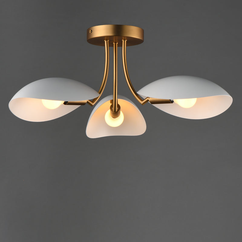 Maxim 10823WTNAB Maris 3 Light Semi Flush | White/Natural Aged Brass