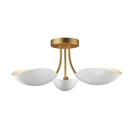 Maxim 10823WTNAB Maris 3 Light Semi Flush | White/Natural Aged Brass