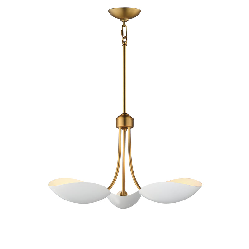 Maxim 10824WTNAB Maris 3 Light Pendant | White/Natural Aged Brass
