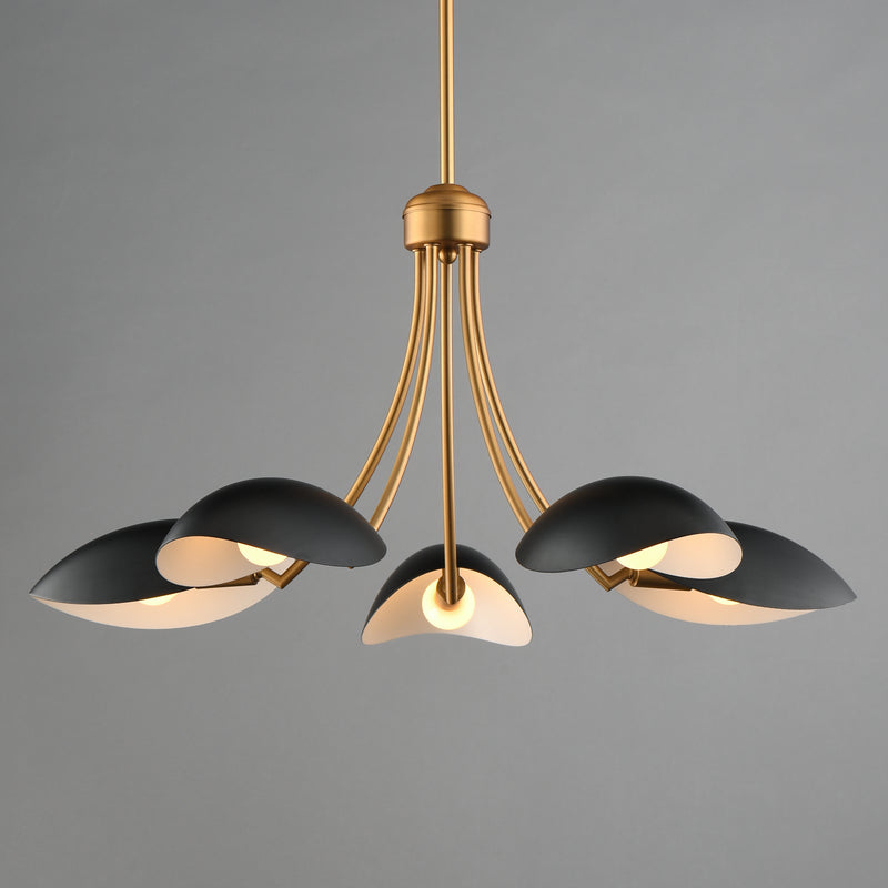Maxim 10825BKNAB Maris 5 Light Chandelier | Black / Natural Aged Brass