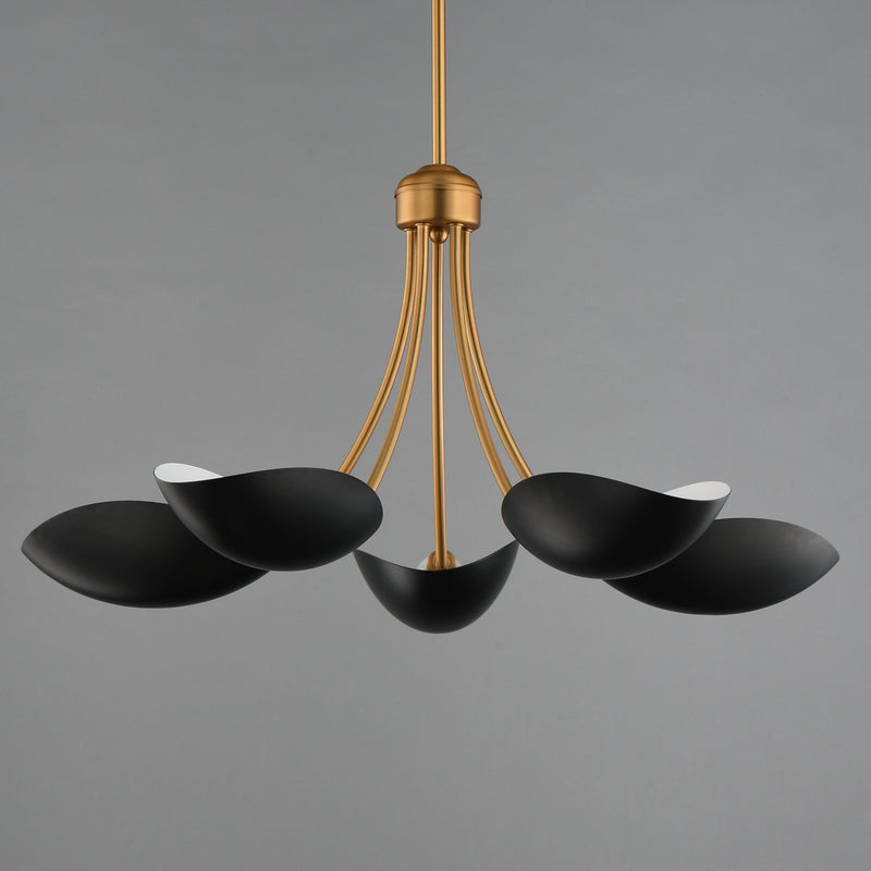 Maxim 10825BKNAB Maris 5 Light Chandelier | Black / Natural Aged Brass