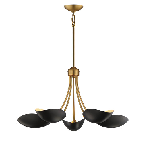 Maxim 10825BKNAB Maris 5 Light Chandelier | Black / Natural Aged Brass