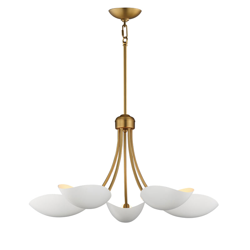Maxim 10825WTNAB Maris 5 Light Chandelier | White/Natural Aged Brass