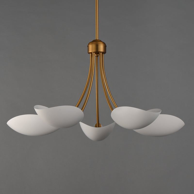 Maxim 10825WTNAB Maris 5 Light Chandelier | White/Natural Aged Brass
