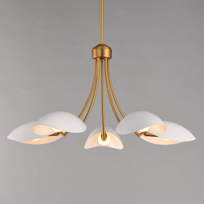 Maxim 10825WTNAB Maris 5 Light Chandelier | White/Natural Aged Brass