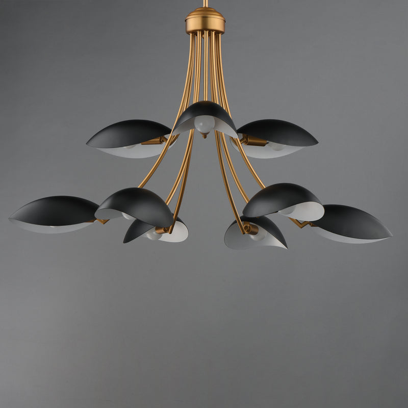 Maxim 10829BKNAB Maris 9 Light Chandelier | Black / Natural Aged Brass