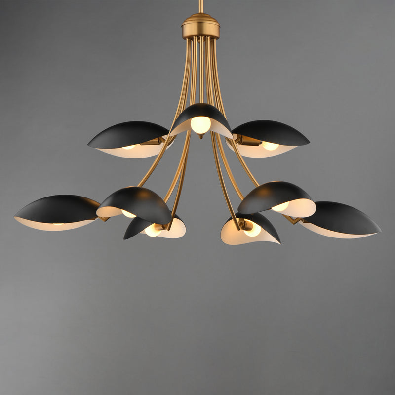 Maxim 10829BKNAB Maris 9 Light Chandelier | Black / Natural Aged Brass
