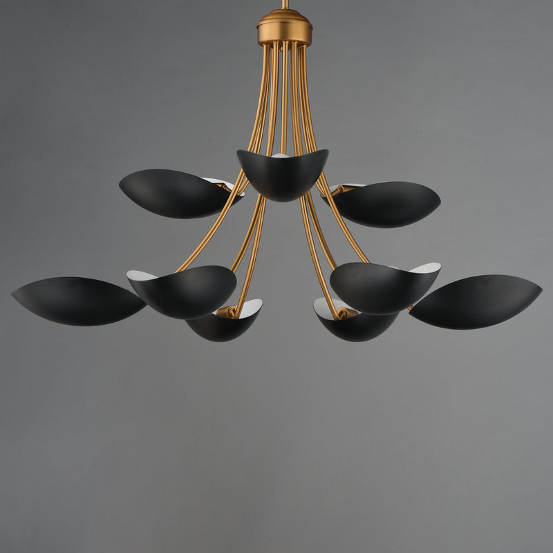 Maxim 10829BKNAB Maris 9 Light Chandelier | Black / Natural Aged Brass