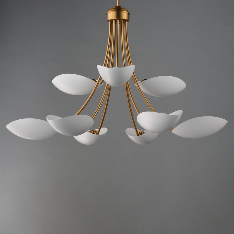 Maxim 10829WTNAB Maris 9 Light Chandelier | White/Natural Aged Brass
