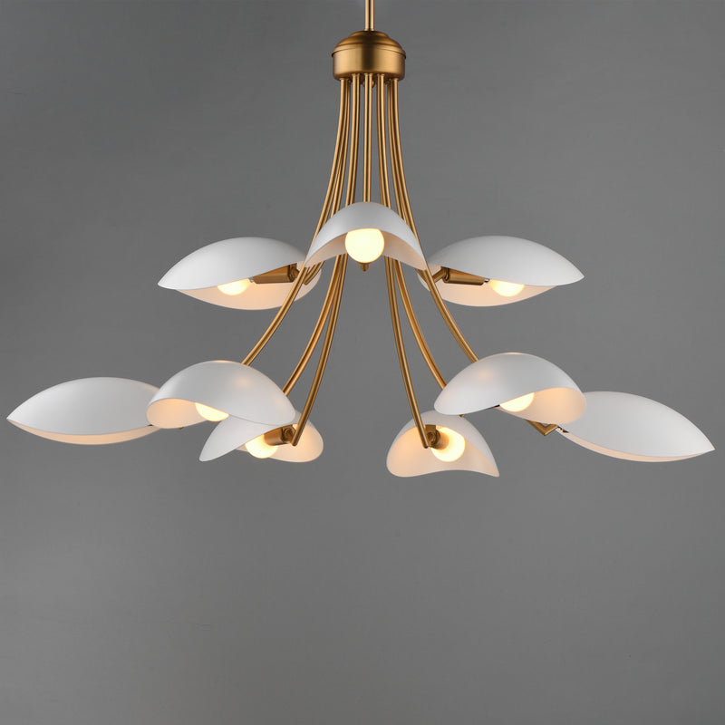 Maxim 10829WTNAB Maris 9 Light Chandelier | White/Natural Aged Brass