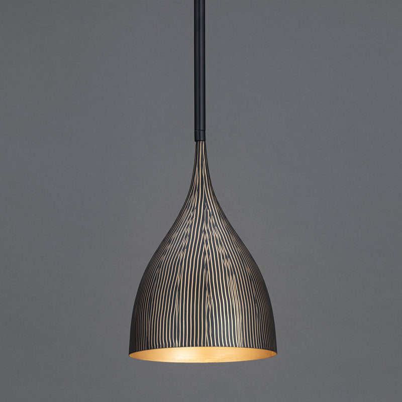 Maxim 10911BKGLD Fleur 1 Light Mini Pendant | Black / Gold