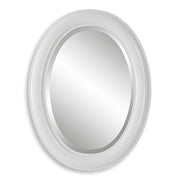Avara Pure White Mirror | Modern Oval Polystyrene Frame Bathroom Vanity Mirror Mounted Vertical or Horizontal (22 in. W x 29 in. H x 1 in. D)