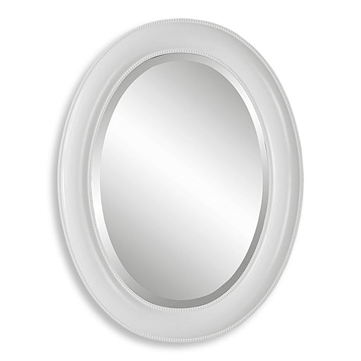 Avara Pure White Mirror | Modern Oval Polystyrene Frame Bathroom Vanity Mirror Mounted Vertical or Horizontal (22 in. W x 29 in. H x 1 in. D)