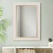 Coastridge Whitewashed Mirror | Modern Rectangle Rattan Polymer Frame Bathroom Vanity Mirror Mounted Vertical or Horizontal (25 in. W x 35 in. H x 2 in. D)