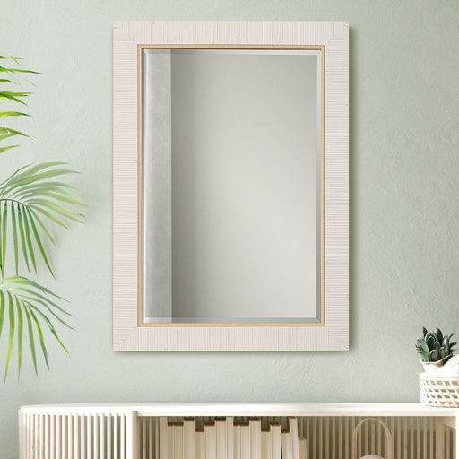 Coastridge Whitewashed Mirror | Modern Rectangle Rattan Polymer Frame Bathroom Vanity Mirror Mounted Vertical or Horizontal (25 in. W x 35 in. H x 2 in. D)