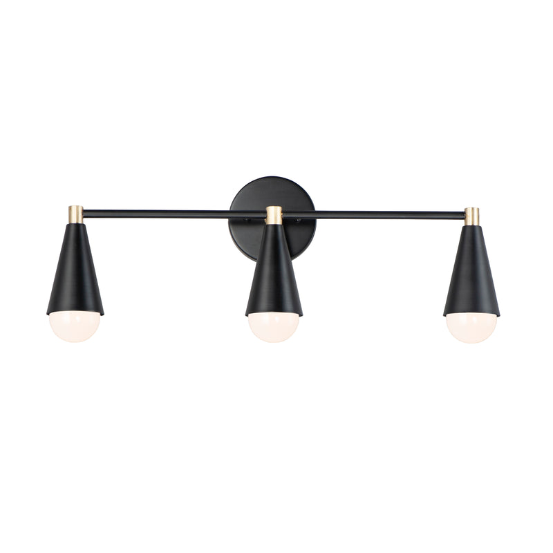 Maxim 11263BKSBR/BUL Lovell 3 Light Bath Vanity with LED Bulbs | Black / Satin Brass