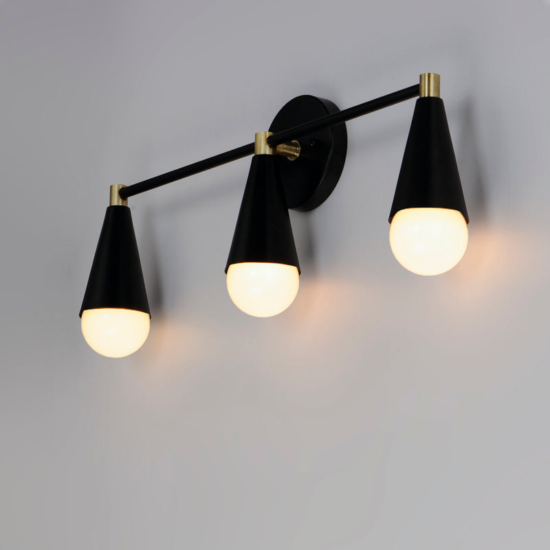 Maxim 11263BKSBR Lovell 3 Light Bath Vanity | Black / Satin Brass