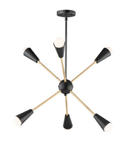 Maxim 11266BKSBR Lovell 6 Light Pendant | Black / Satin Brass