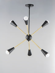 Maxim 11266BKSBR Lovell 6 Light Pendant | Black / Satin Brass