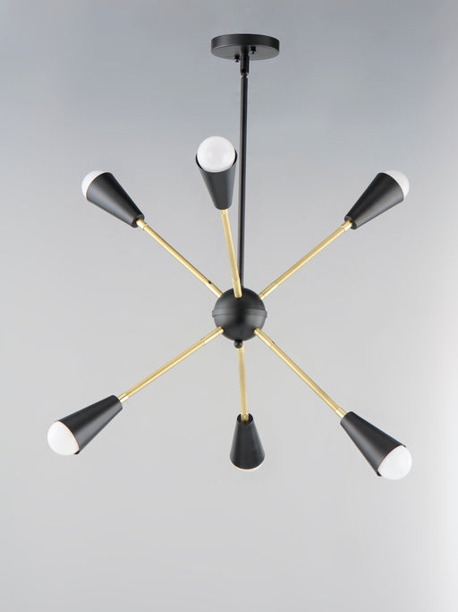 Maxim 11266BKSBR Lovell 6 Light Pendant | Black / Satin Brass