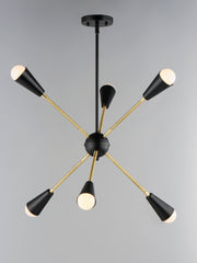 Maxim 11266BKSBR Lovell 6 Light Pendant | Black / Satin Brass