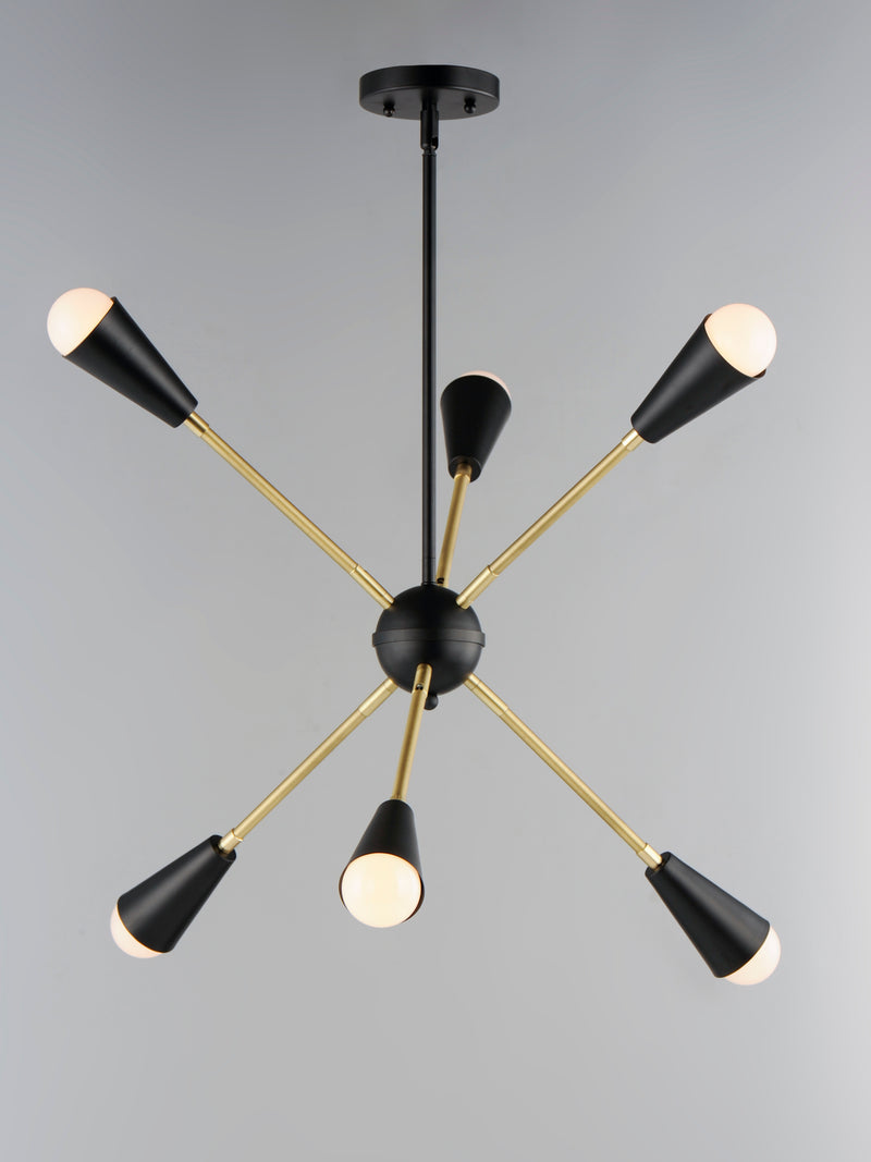 Maxim 11266BKSBR Lovell 6 Light Pendant | Black / Satin Brass