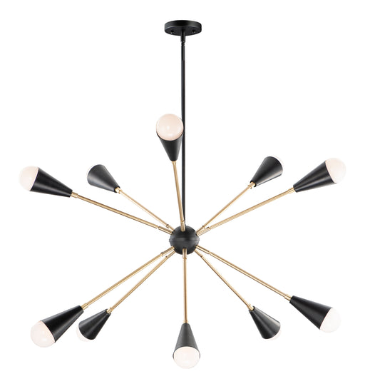 Maxim 11268BKSBR/BUL Lovell 10 Light Pendant with LED Bulbs | Black / Satin Brass
