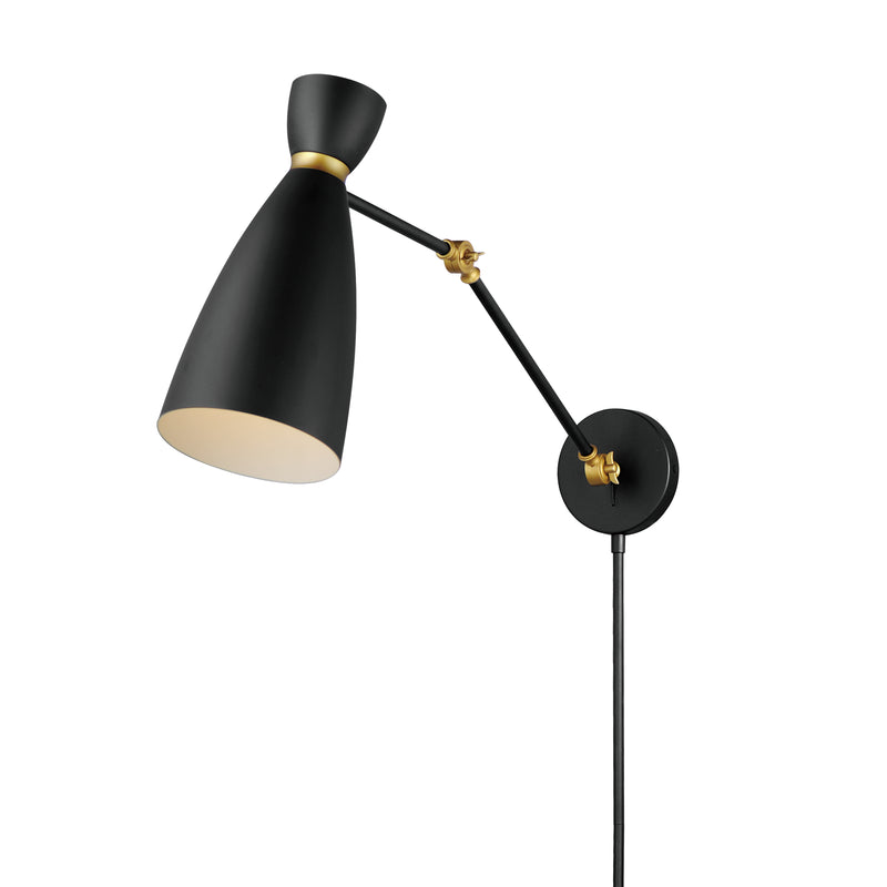 Maxim 11300BKSBR Carillon Articulating Wall Sconce | Black / Satin Brass