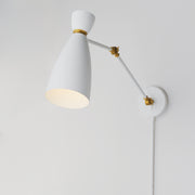 Maxim 11300WTSBR Carillon Articulating Wall Sconce | White/Satin Brass