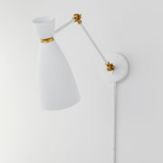 Maxim 11300WTSBR Carillon Articulating Wall Sconce | White/Satin Brass