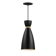 Maxim 11301BKSBR Carillon 1 Light Elongated Mini Pendant | Black / Satin Brass