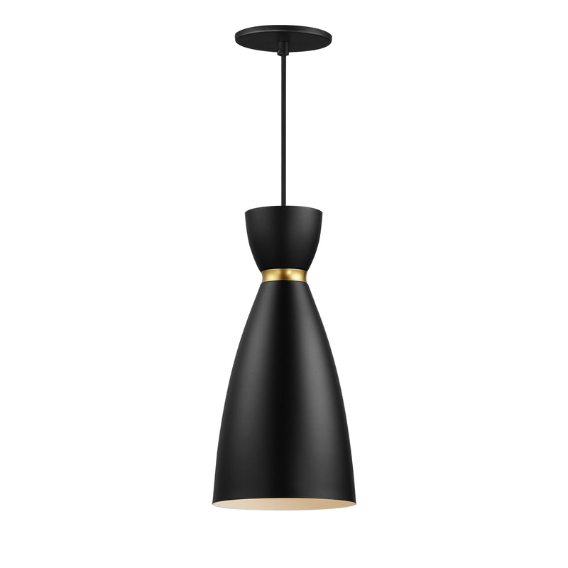 Maxim 11301BKSBR Carillon 1 Light Elongated Mini Pendant | Black / Satin Brass