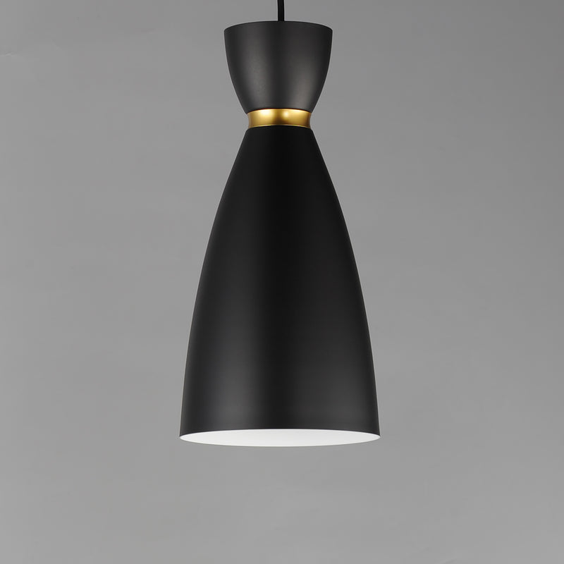 Maxim 11301BKSBR Carillon 1 Light Elongated Mini Pendant | Black / Satin Brass