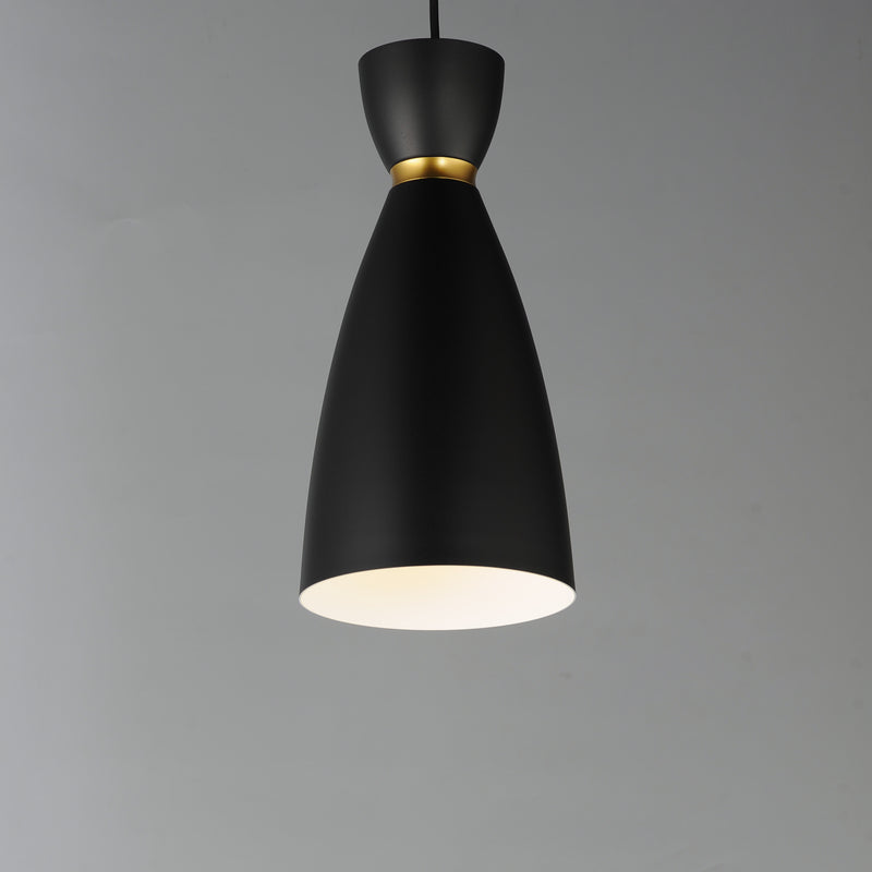 Maxim 11301BKSBR Carillon 1 Light Elongated Mini Pendant | Black / Satin Brass