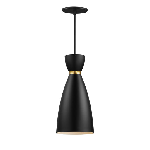 Maxim 11301BKSBR Carillon 1 Light Elongated Mini Pendant | Black / Satin Brass