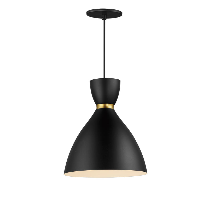 Maxim 11302BKSBR Carillon 11" Mini Pendant | Black / Satin Brass