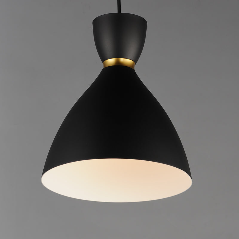 Maxim 11302BKSBR Carillon 11" Mini Pendant | Black / Satin Brass