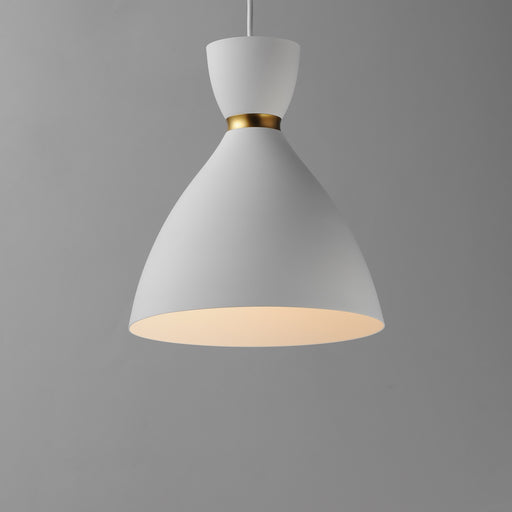 Maxim 11302WTSBR Carillon 11" Mini Pendant | White/Satin Brass