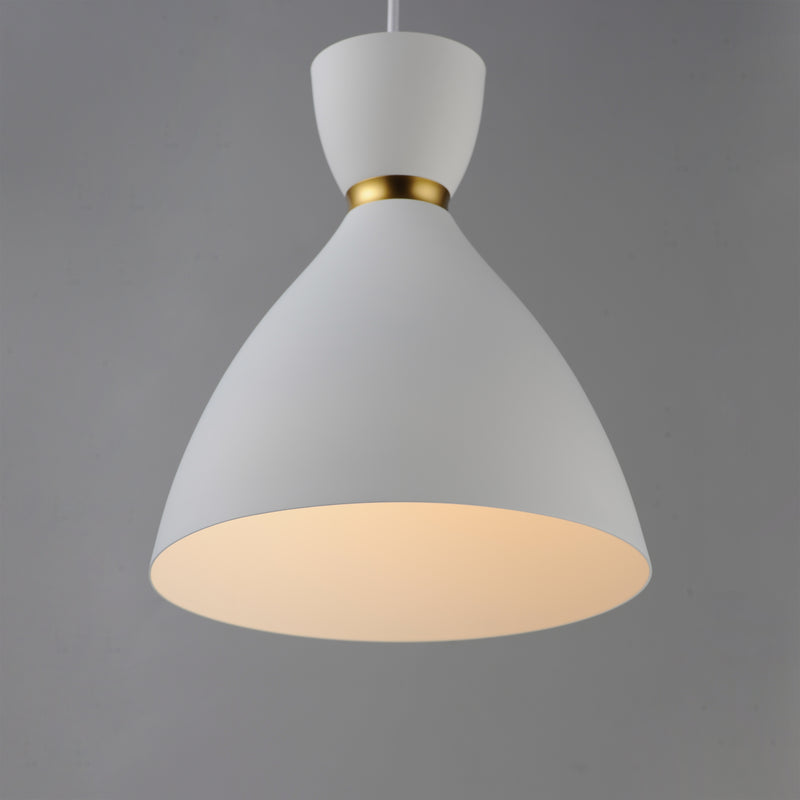 Maxim 11302WTSBR Carillon 11" Mini Pendant | White/Satin Brass
