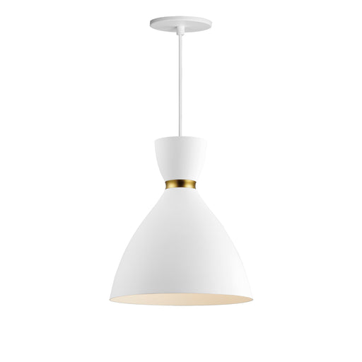 Maxim 11302WTSBR Carillon 11" Mini Pendant | White/Satin Brass