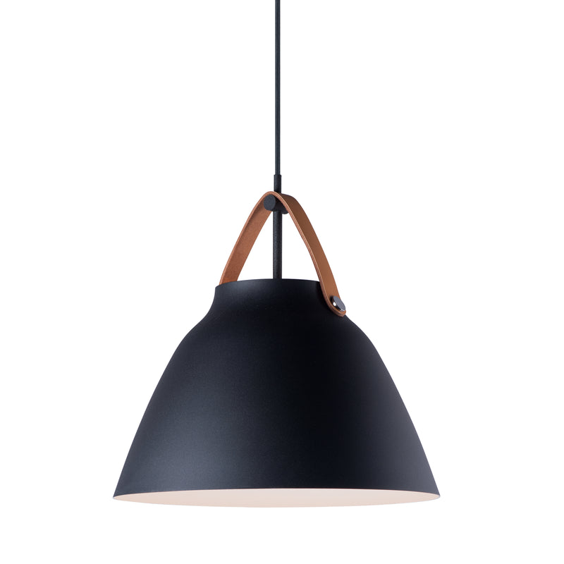 Maxim 11356TNBK Nordic 1 Light Pendant | Tan Leather / Black