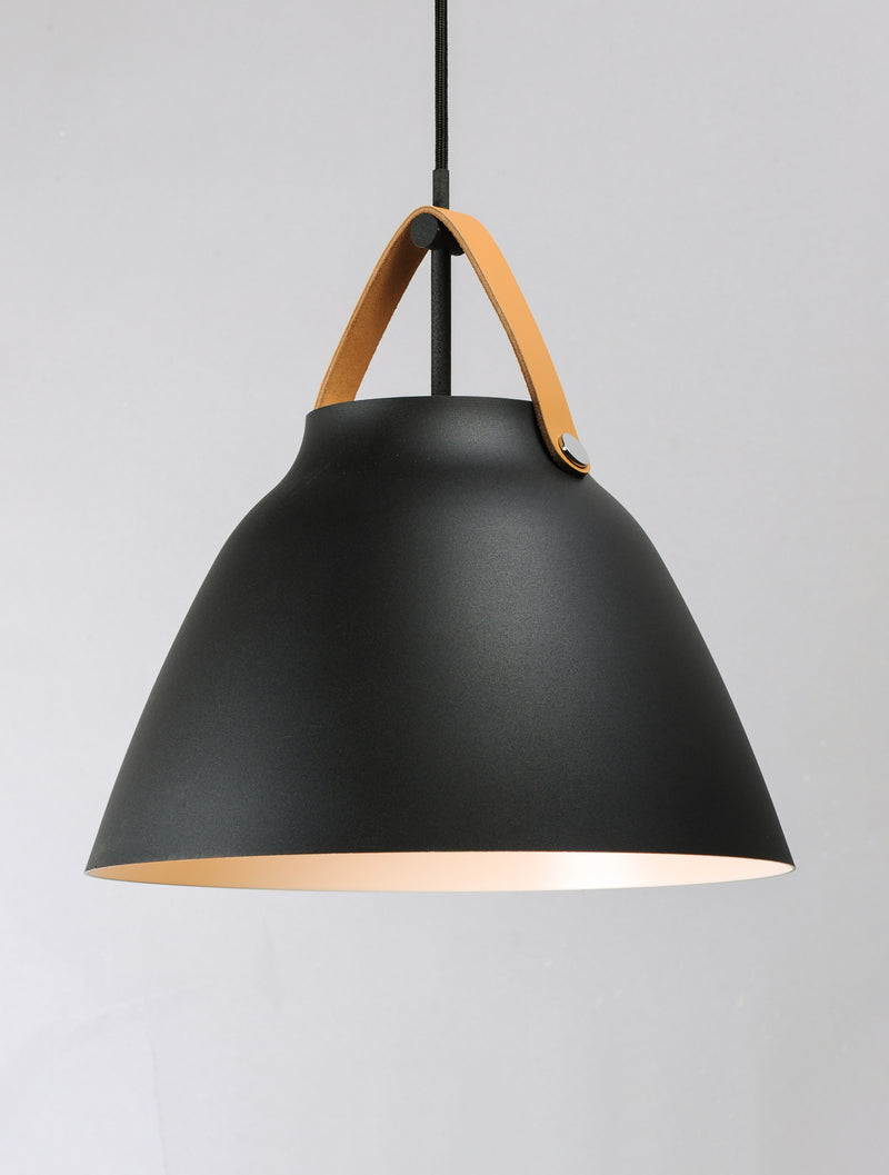 Maxim 11356TNBK Nordic 1 Light Pendant | Tan Leather / Black