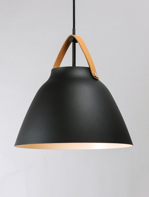 Maxim 11356TNBK Nordic 1 Light Pendant | Tan Leather / Black