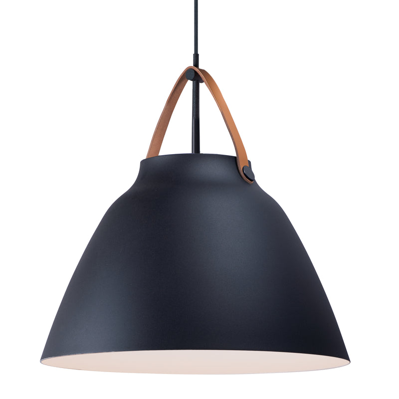 Maxim 11358TNBK Nordic 1 Light Pendant | Tan Leather / Black
