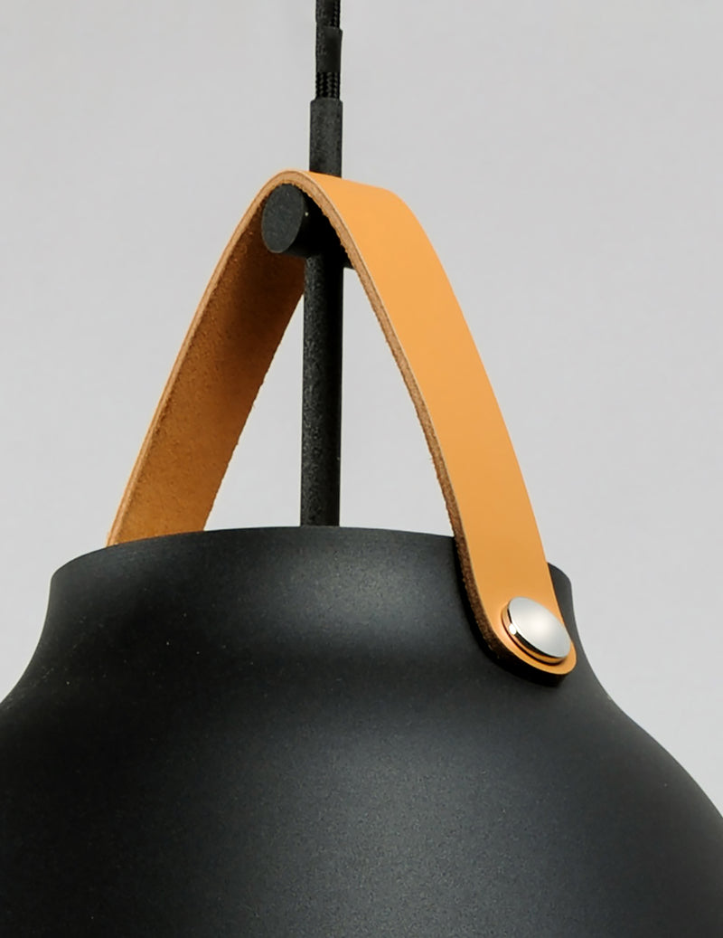 Maxim 11358TNBK Nordic 1 Light Pendant | Tan Leather / Black