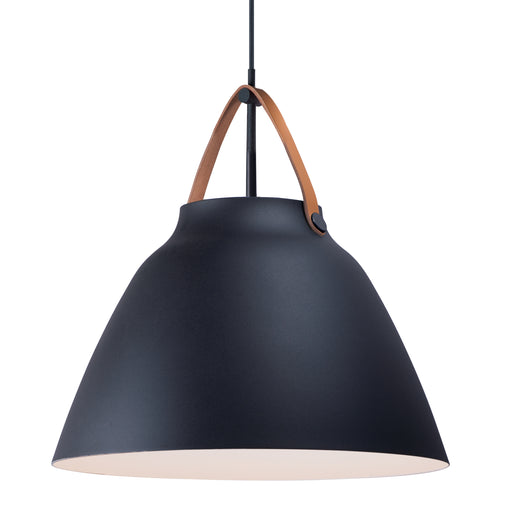Maxim 11358TNBK Nordic 1 Light Pendant | Tan Leather / Black
