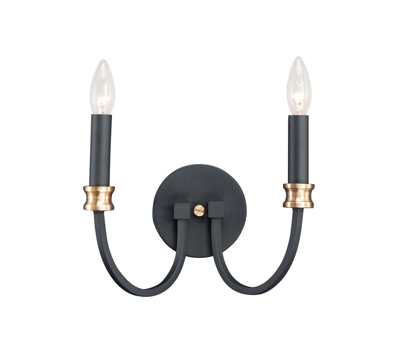 Maxim 11372BKAB Charlton 2 Light Wall Sconce | Black / Antique Brass